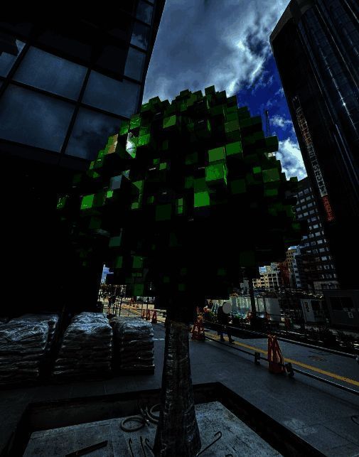 酷似《我的世界》风格的绿化树近景图2