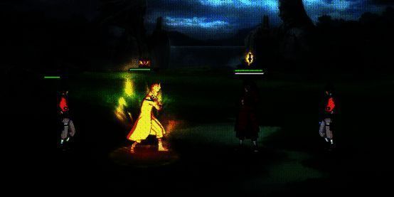 水门[九尾查克拉模式]与鸣人使出尾兽联弹的画面