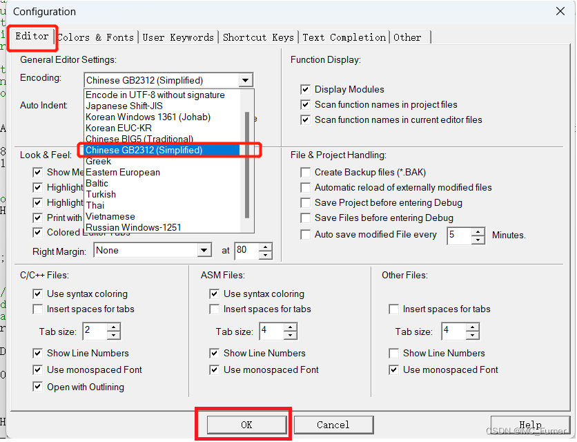 选择编码格式的界面图