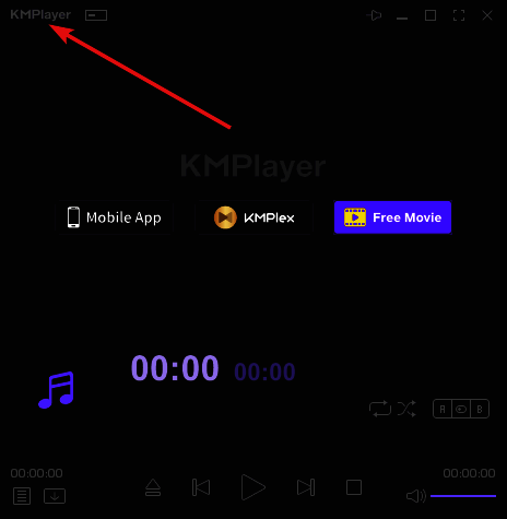 点击左上角KMPlayer按钮查看菜单的界面