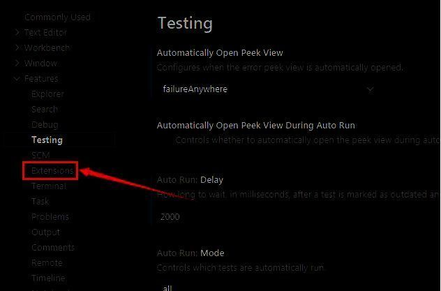 设置页面中扩展选项的界面图片