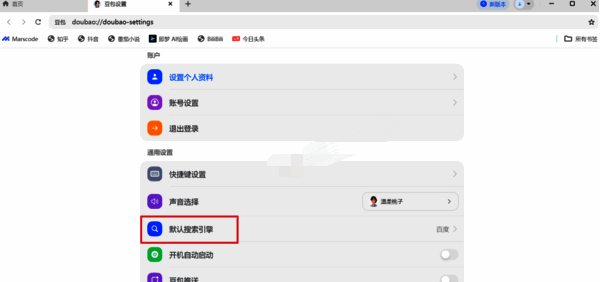 默认搜索引擎选项配图