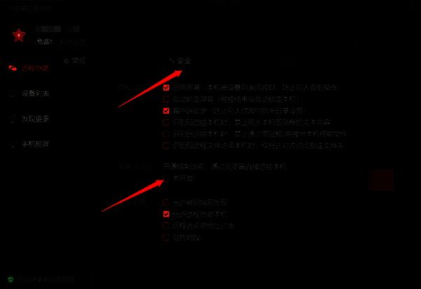 设置界面中安全选项及域名访问勾选处