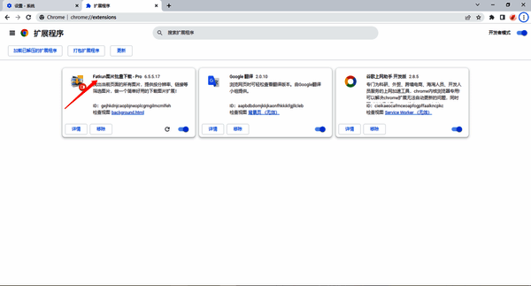 添加Fatkun图片批量下载插件的界面图