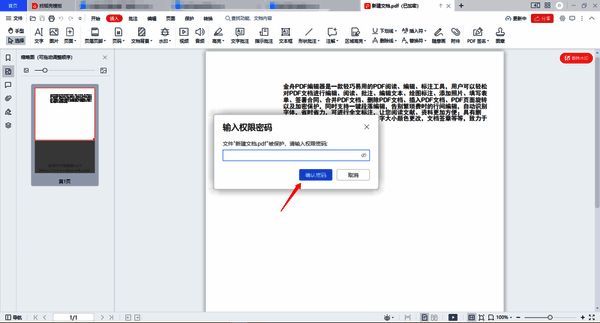金舟PDF编辑器输入密码编辑界面图