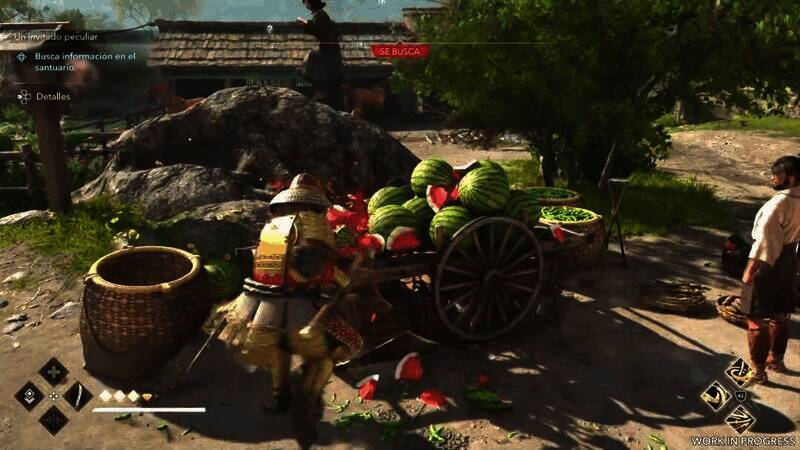 《刺客信条:影》弥助砍西瓜视频截图1