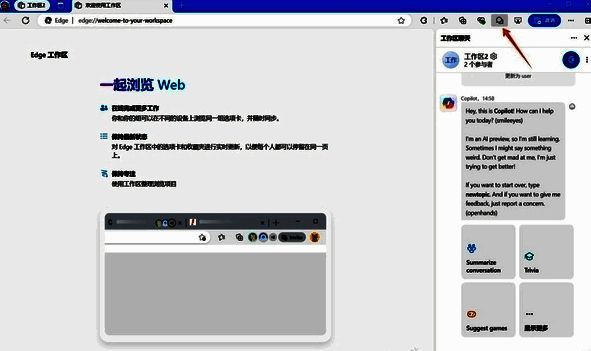 Edge浏览器聊天功能界面图