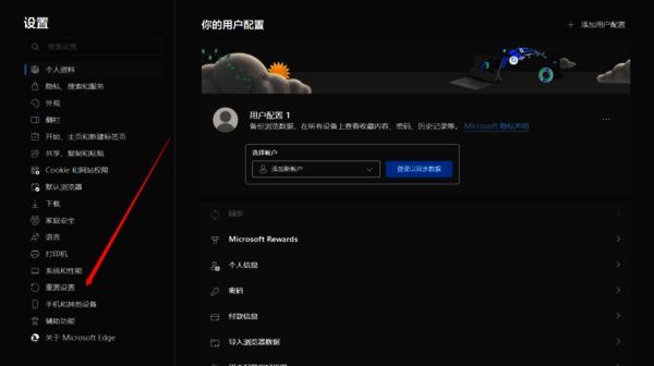 重置设置选项界面图