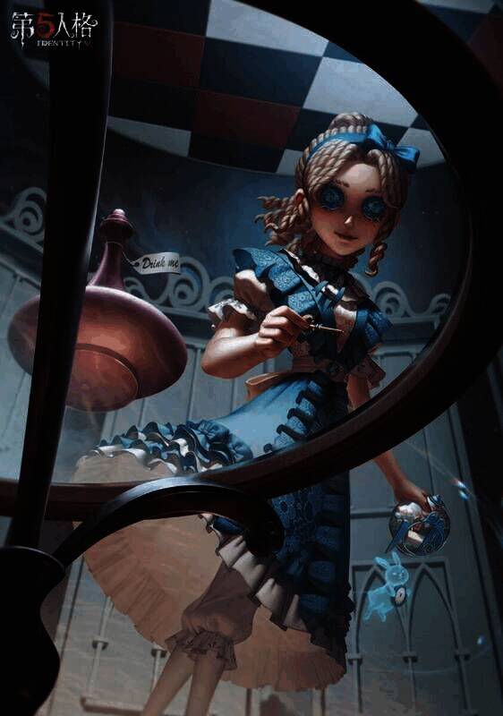 记者-梦境中的爱丽丝维多利亚风格蓝色连衣裙海报