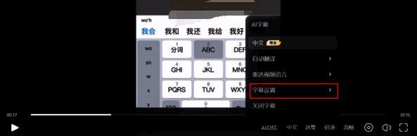 夸克网盘视频字幕设置按钮界面