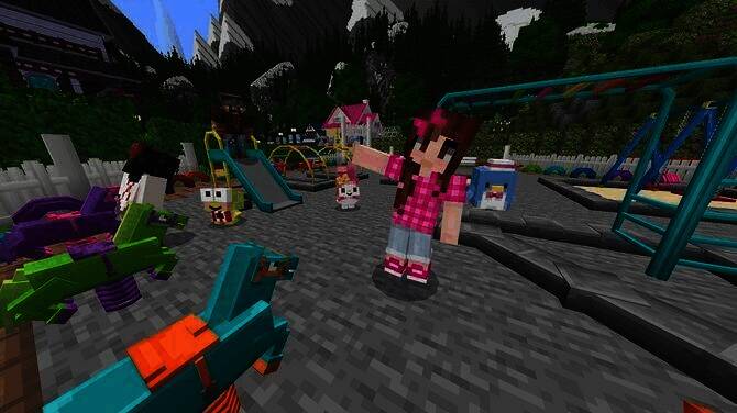 三丽鸥萌宠在《我的世界》中的画面