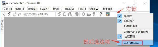 SecureCRT选择Customize界面配图