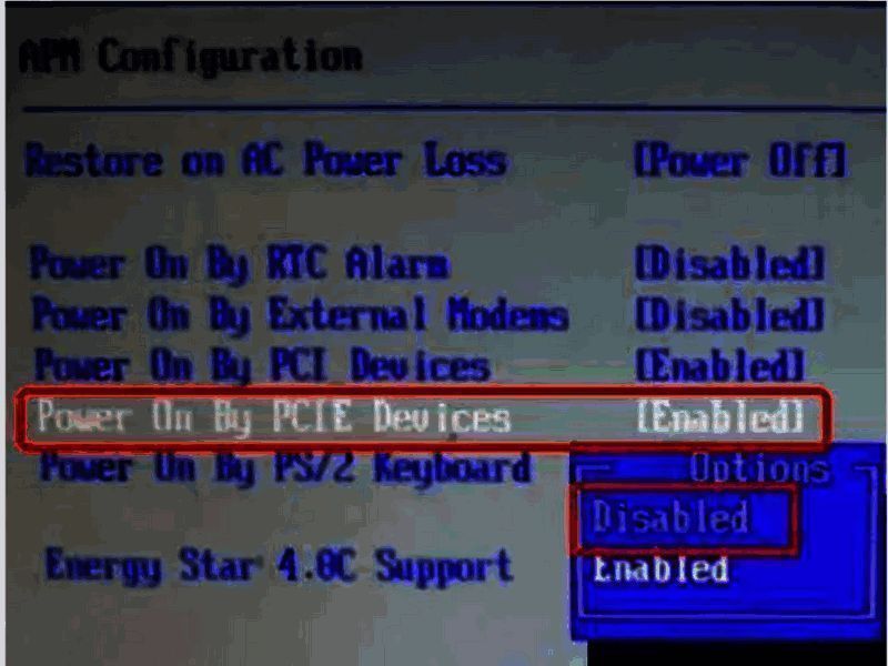 BIOS设置Wake up on LAN图