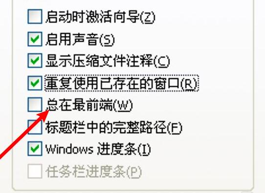 选中总在最前端选项界面图