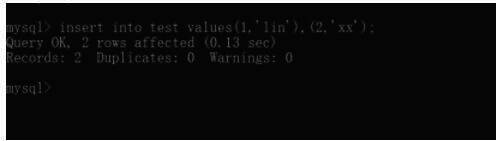 向test表插入数据的语句示例