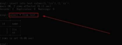 查询test表数据的语句示例