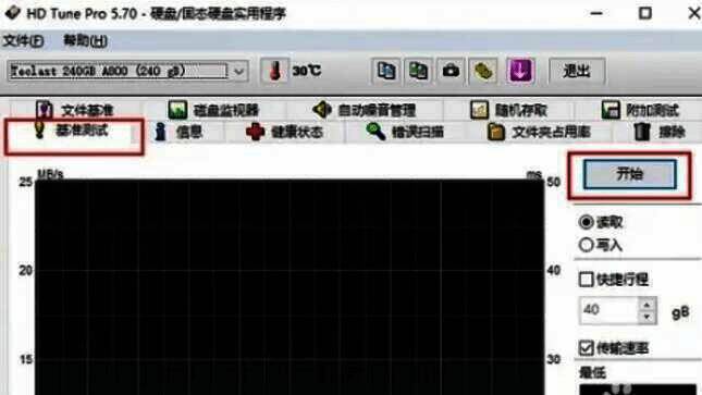 HDTune 基准测试开始按钮图