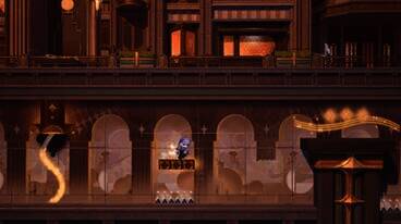 《代号二杠三》3D世界中2D形态主角与3D侍卫NPC画面