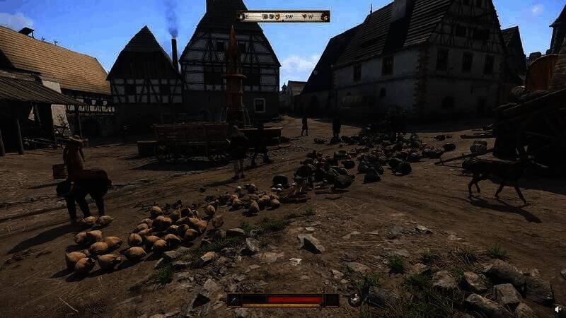 《天国:拯救2》NPC捡钱场景图