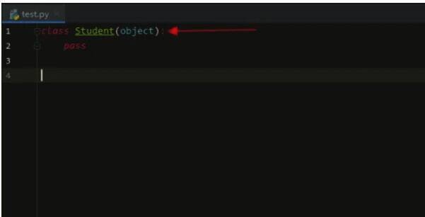 在test.py文件中创建Student类实例的界面
