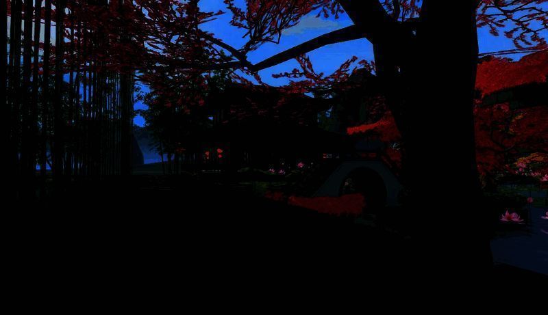 林荫小径及拱桥连接湖心小岛图