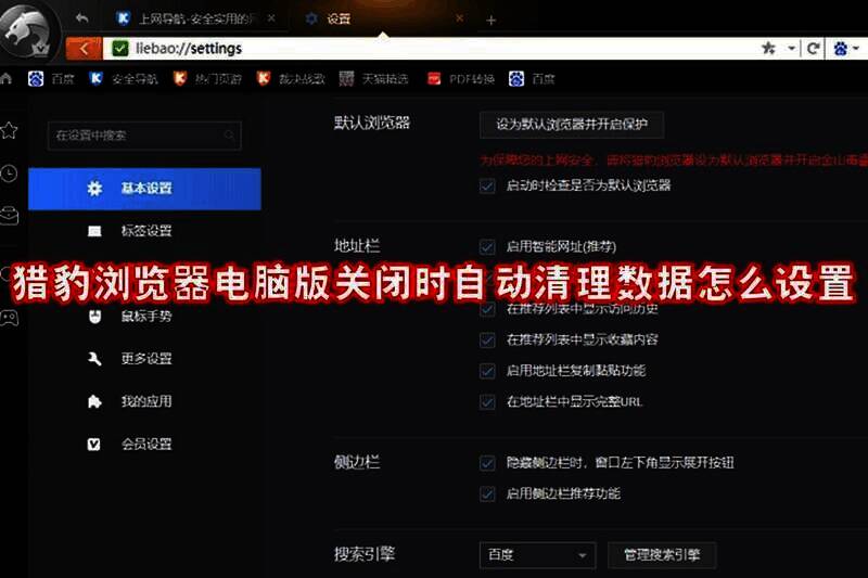猎豹浏览器电脑版关闭时自动清理数据相关展示图