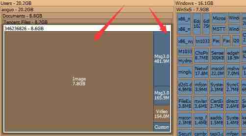 SpaceSniffer中文件夹与文件颜色示例图