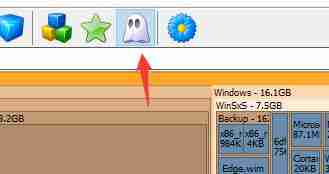 点击幽灵图标后SpaceSniffer出现灰色区域的图