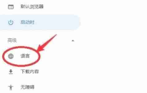 在高级选项中点击语言设置