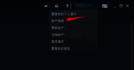 Steam客户端右上角点击Steam按钮后的界面