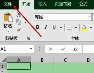 点击Excel左上角文件选项的界面图