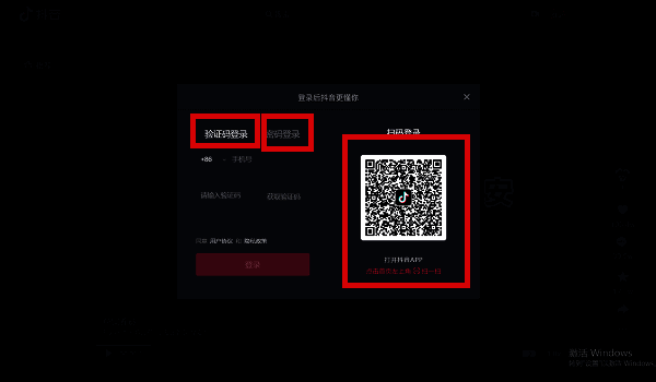 抖音电脑版登录方式选择界面截图