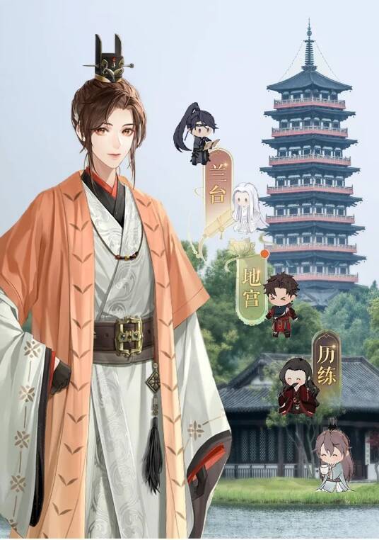 承载祝福的河灯与远处的栖灵塔夜景