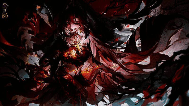 心狩鬼女红叶典藏皮肤专属插画·焰烬枫舞