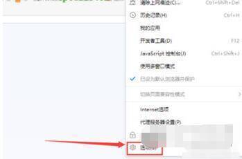 2345加速浏览器选项弹窗中点击选项功能栏界面图