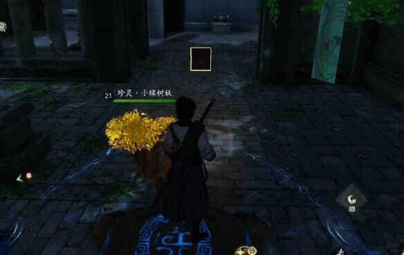 站在乌龟上拿石头的场景