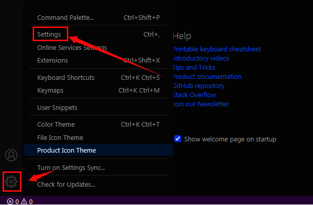 vscode 设置图标点击界面图片