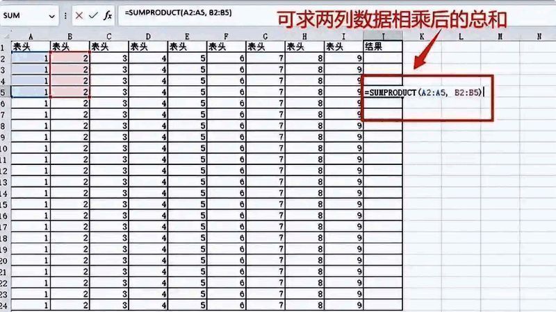 SUMPRODUCT函数求和示例图