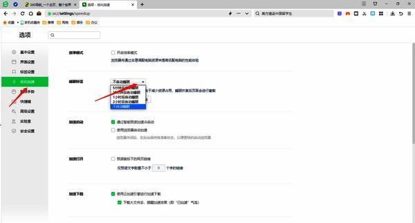 360 安全浏览器睡眠标签设置配图