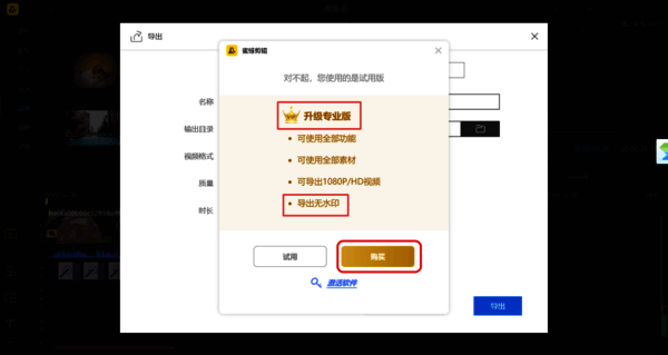 蜜蜂剪辑软件购买会员按钮界面
