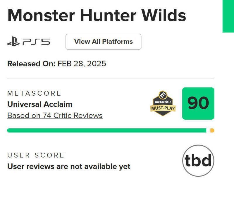 《怪物猎人:荒野》PS5版评分图片