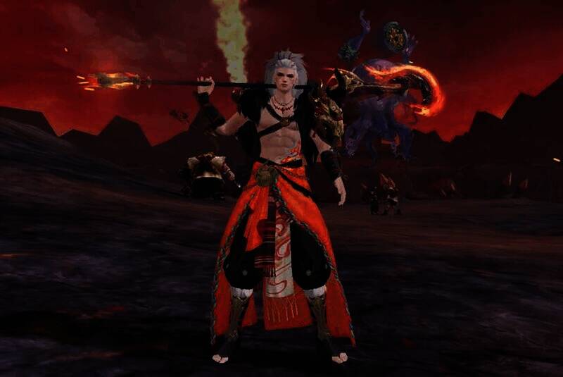 荒火弟子扛刀不同视角画面