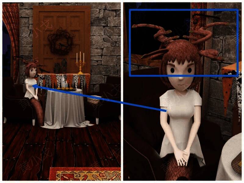 蛇女头发上蛇眼睛朝向图片