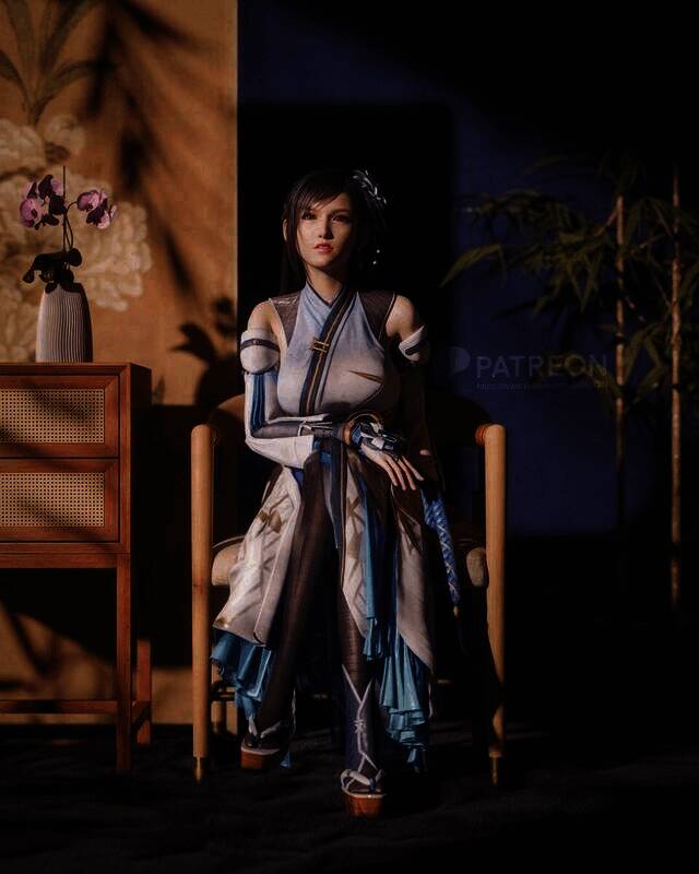 《最终幻想7》蒂法和爱丽丝的3D图