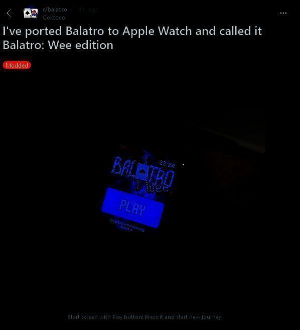 《小丑牌》移植到 Apple Watch 的展示画面