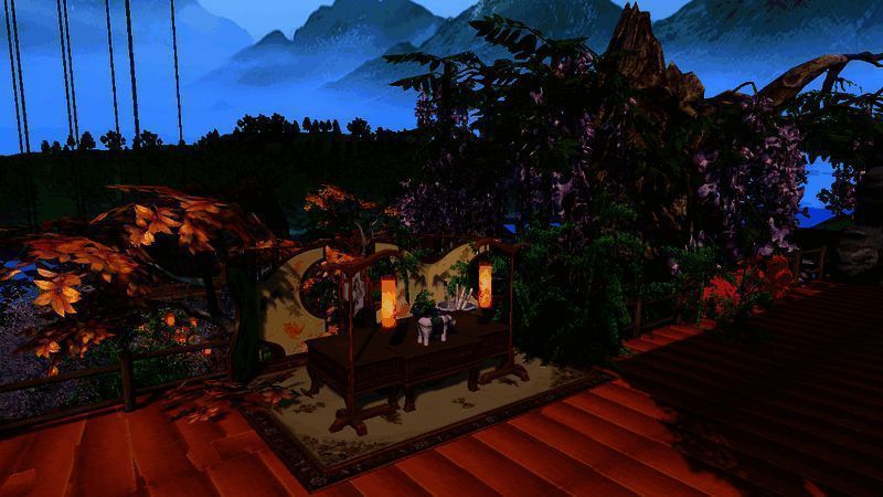 湖中浮岛景观,小径相连,古树挺立