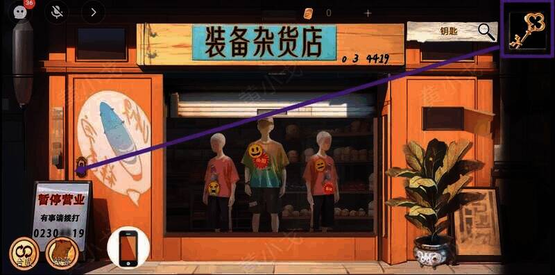 用钥匙打开商店大门