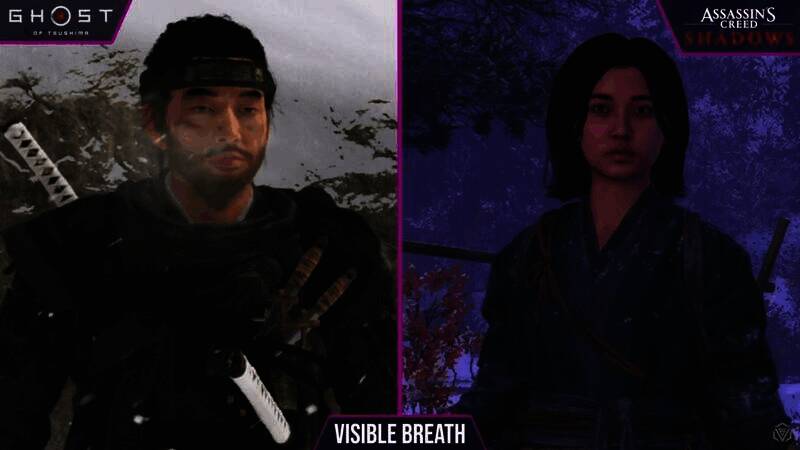 《对马岛之鬼》男主极寒环境呼吸画面