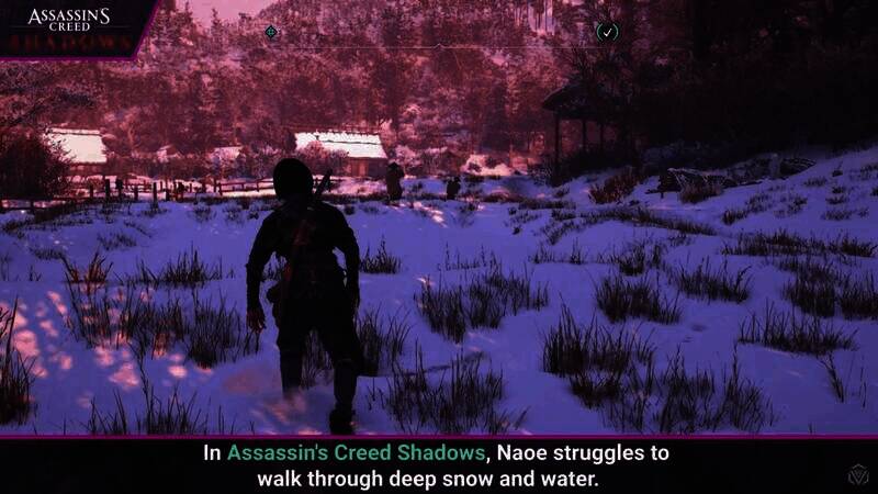 《刺客信条:影》女主穿过积雪画面