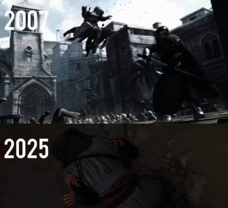 《刺客信条1》与《刺客信条：影》对比画面